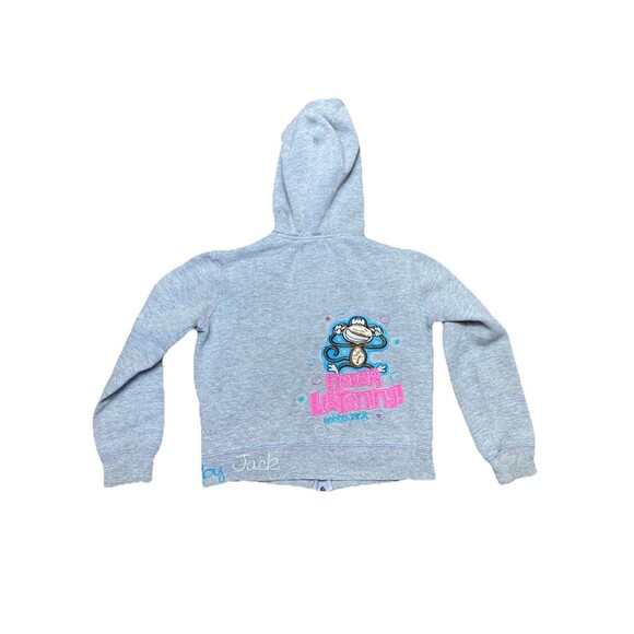 2000s Bobby Jack Grey Embroidered Full Zip Hoodie Girls' Small Y2K - Picture 2 of 7